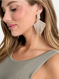 Crystal Tassel Chandelier Earrings