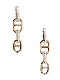 Two-Tone Link Drop Earrings