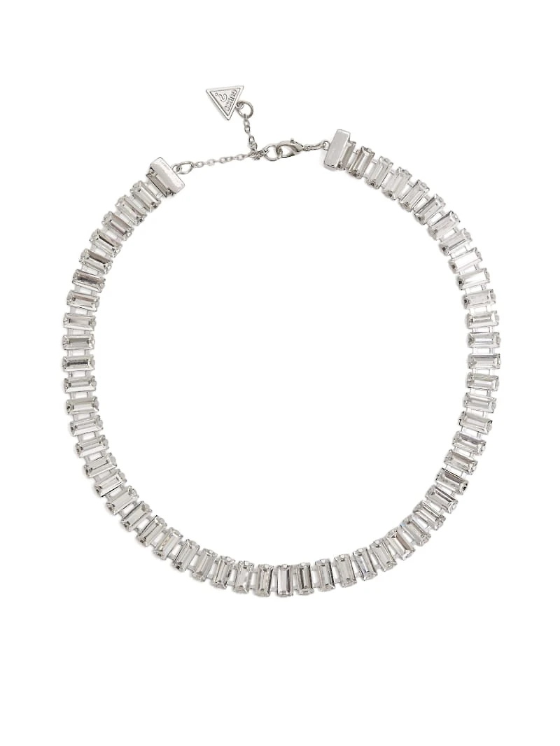 Silver-Tone Baguette Collar Necklace