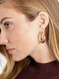 Hammered Gold-Tone Hoop Earrings