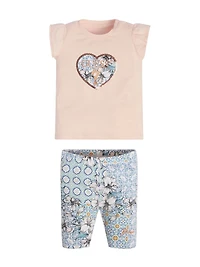 Mixed Print Heart Tee and Leggings Set (0-24M)