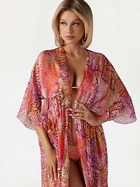 Long Silk-Blend Kimono