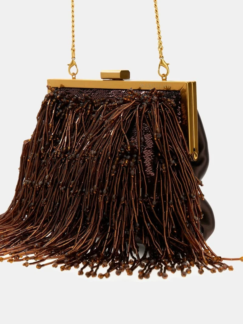 Marciano pearl fringe clutch bag