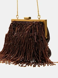 Marciano pearl fringe clutch bag