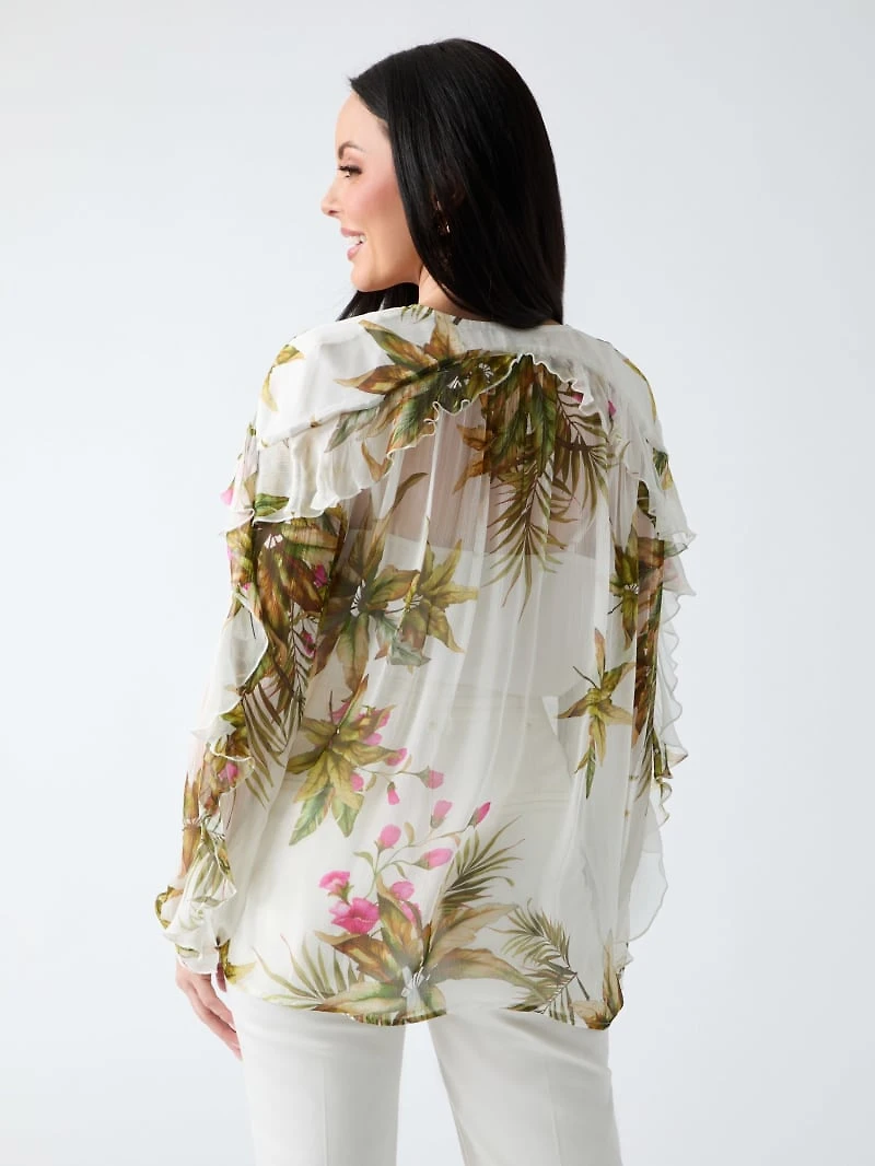 Ruffled V neck blouse
