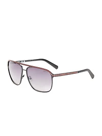 Striped Metal Aviator Sunglasses