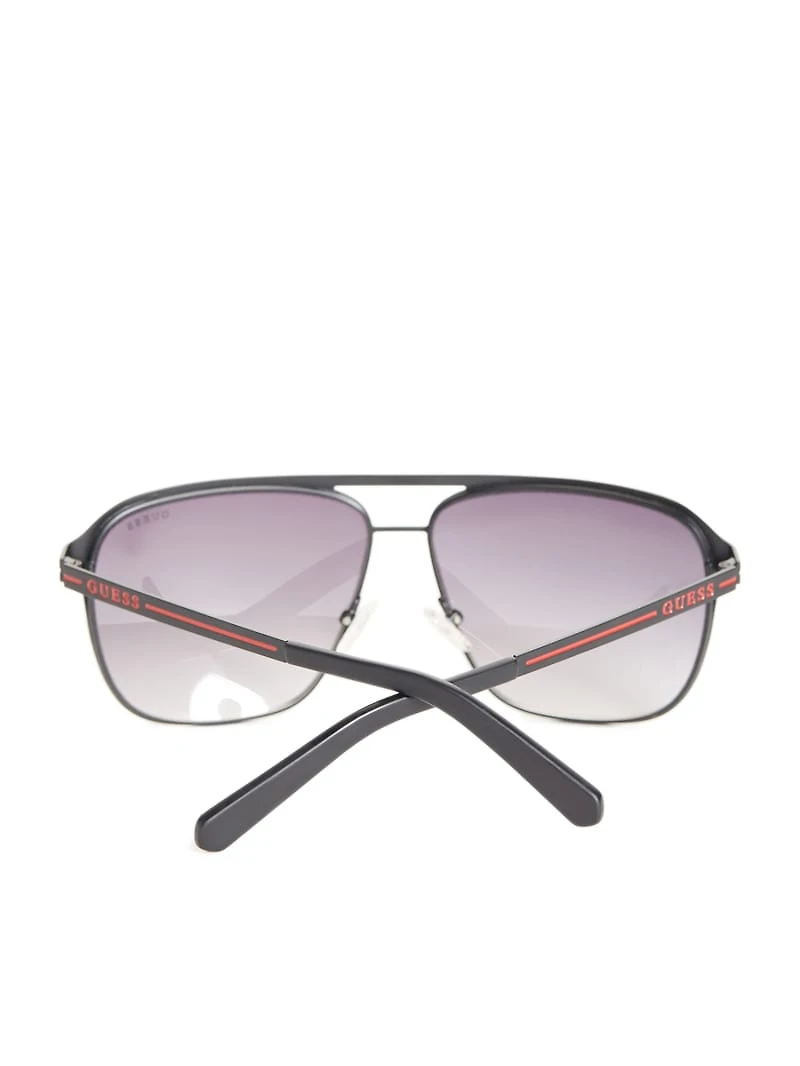 Striped Metal Aviator Sunglasses