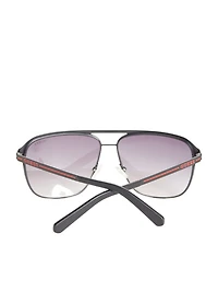 Striped Metal Aviator Sunglasses