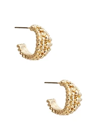 14K Gold-Plated Textured Mini Hoop Earrings