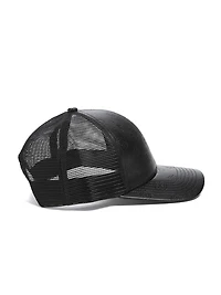 Faux-Leather Peony Trucker Hat