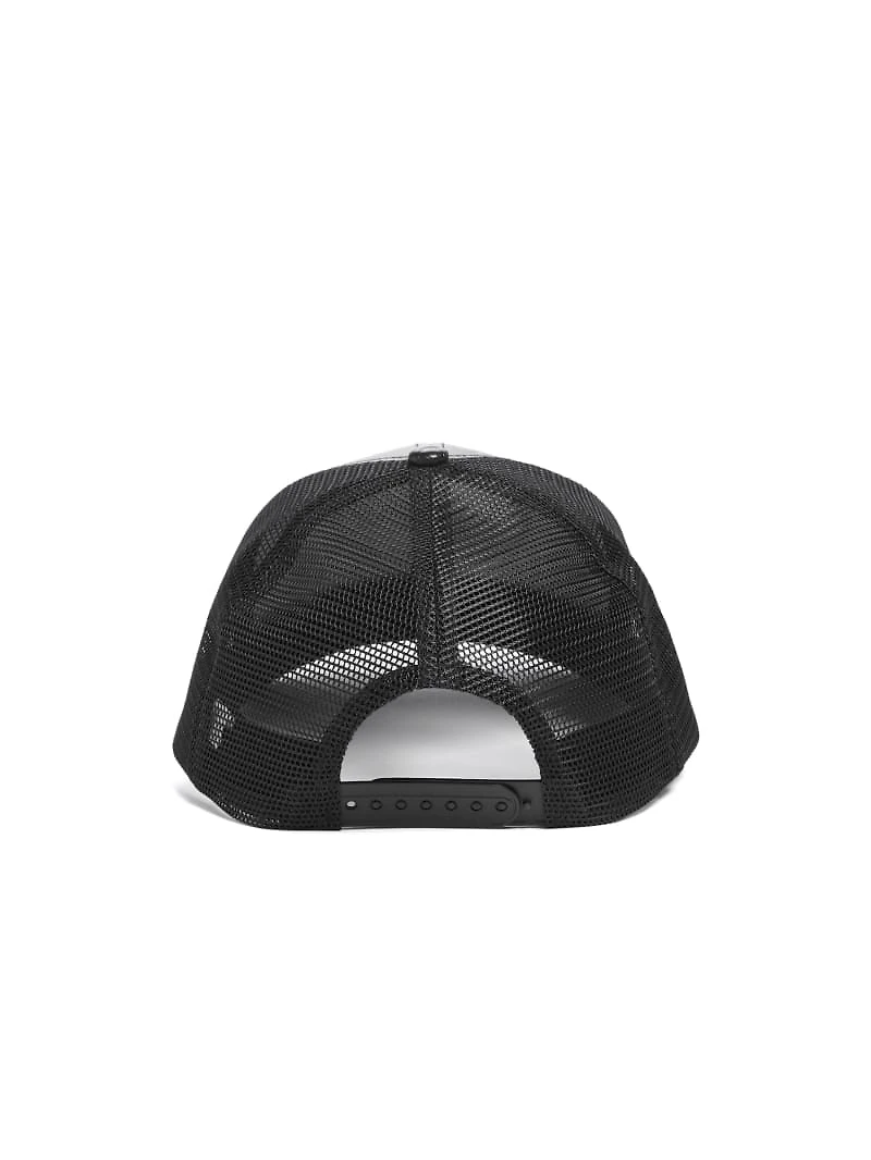Faux-Leather Peony Trucker Hat