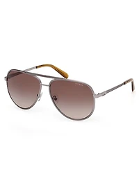 Aviator Striped Metal Sunglasses