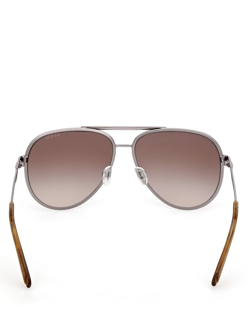 Aviator Striped Metal Sunglasses