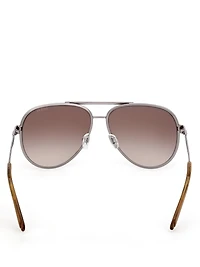 Aviator Striped Metal Sunglasses