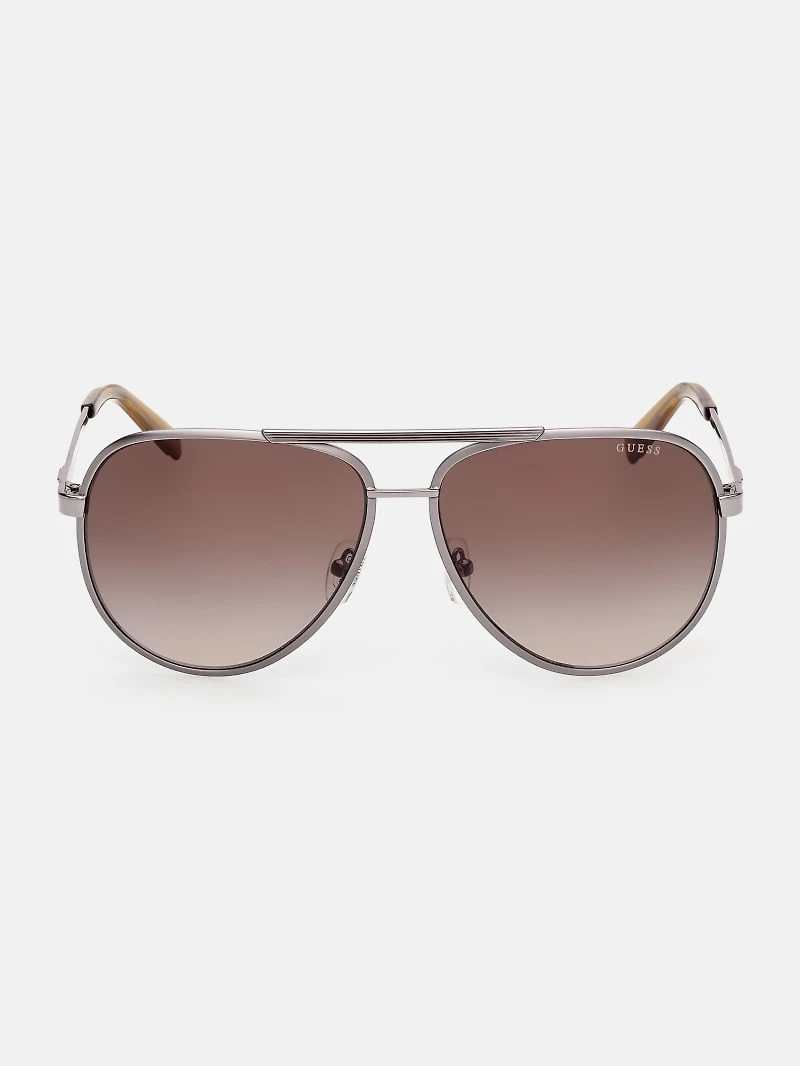 Aviator Striped Metal Sunglasses