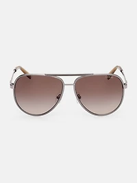 Aviator Striped Metal Sunglasses