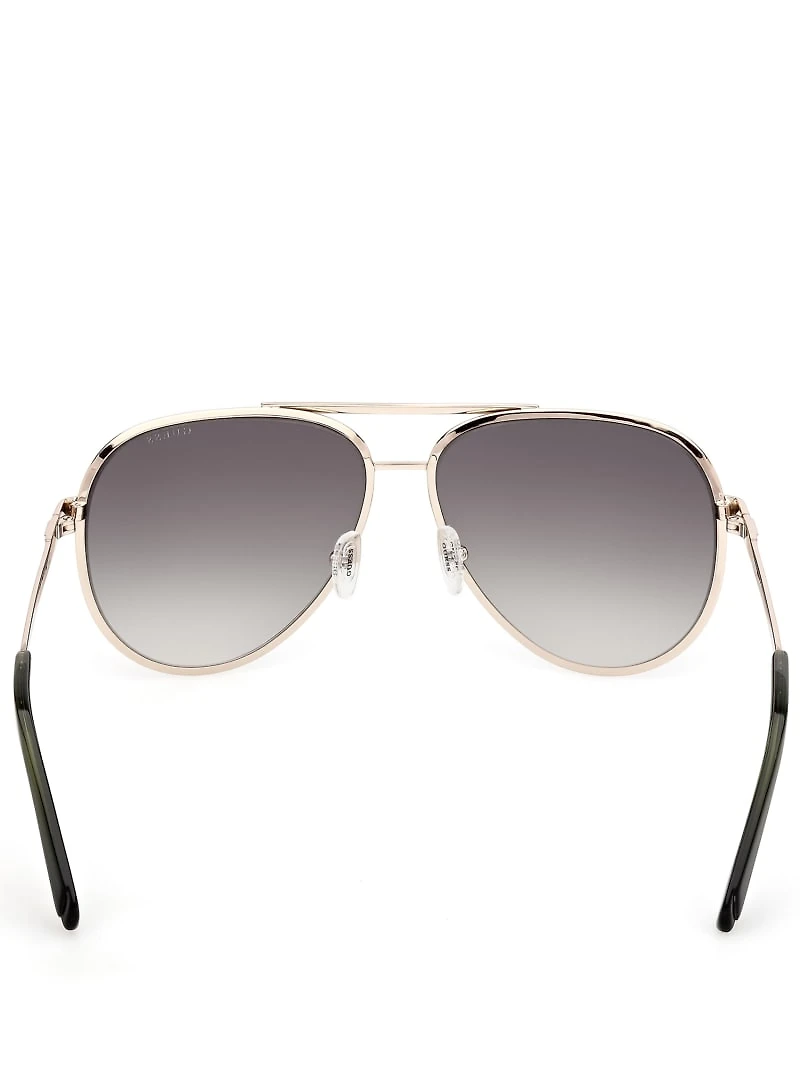 Aviator Striped Metal Sunglasses