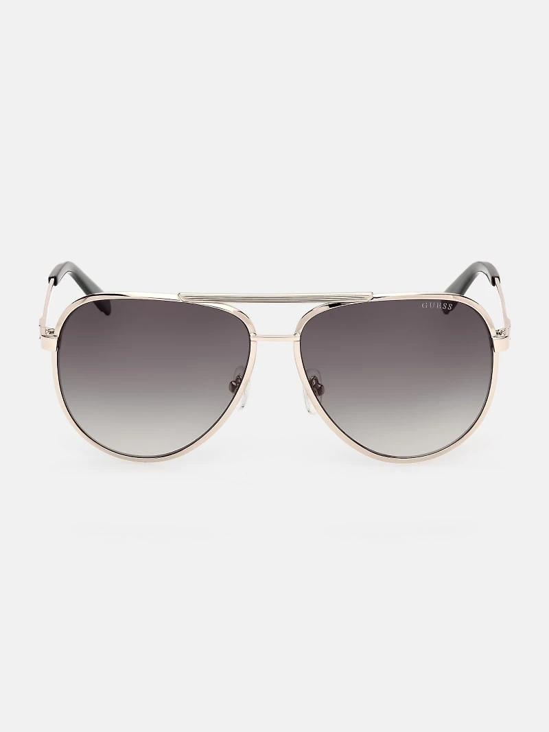 Aviator Striped Metal Sunglasses
