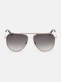 Aviator Striped Metal Sunglasses