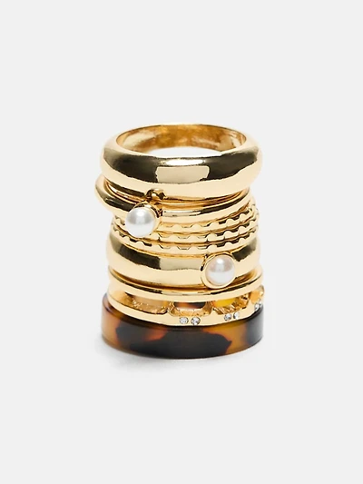 Gold-Tone Stacked Ring Set