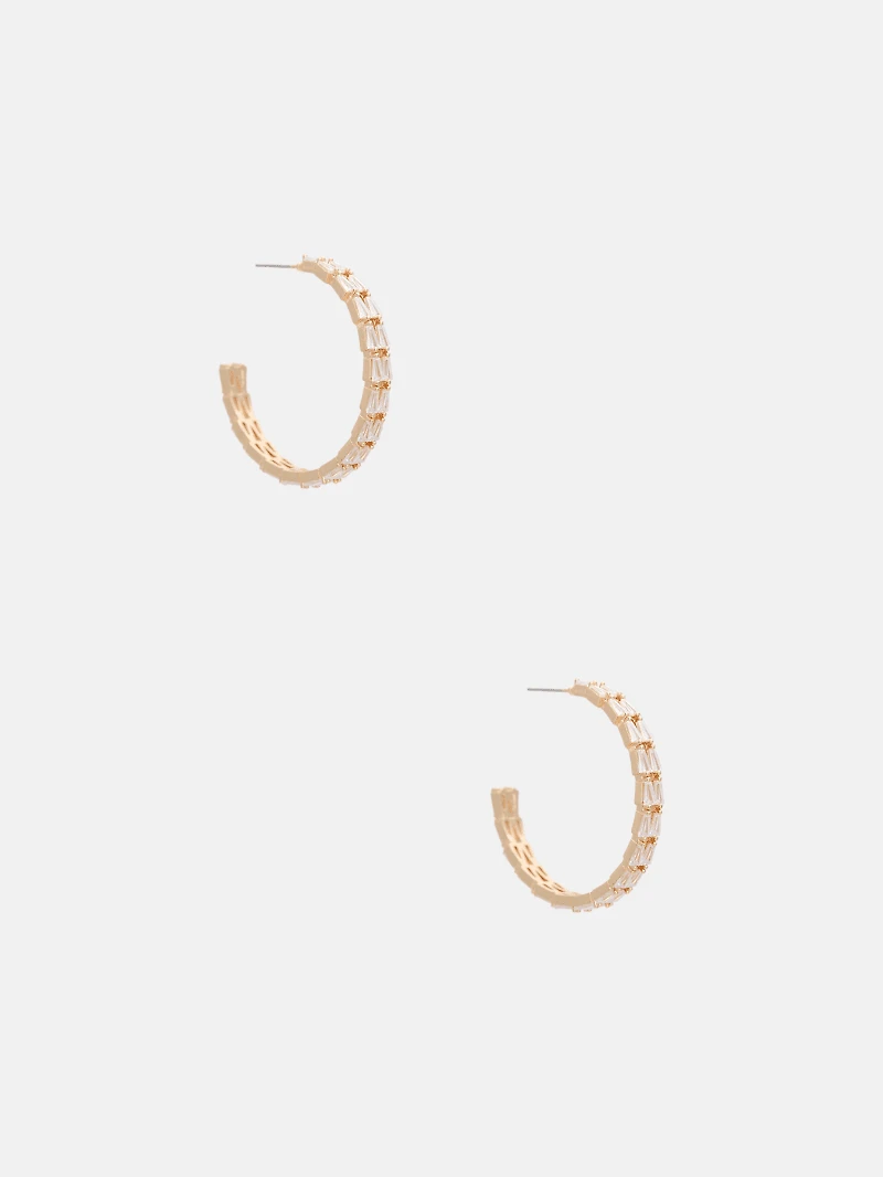 Gold-Tone Large Crystal Hoop Earrings