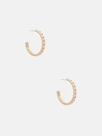 Gold-Tone Large Crystal Hoop Earrings