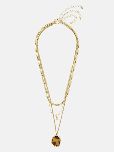 Layered Gold-Tone Pendant Necklace