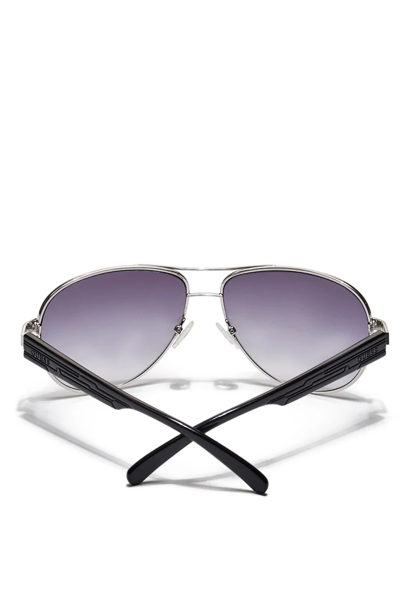 Textured-Arm Aviator Sunglasses