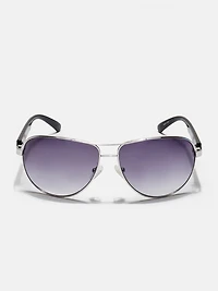 Textured-Arm Aviator Sunglasses