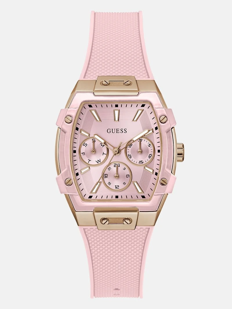 Pink Silicone Multifunction Watch
