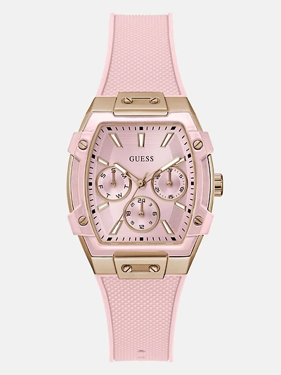Pink Silicone Multifunction Watch