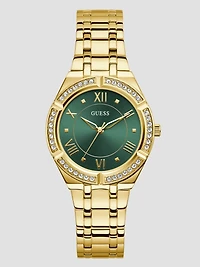 Gold-Tone and Green Analog Watch
