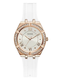 Rose Gold-Tone and White Analog Watch