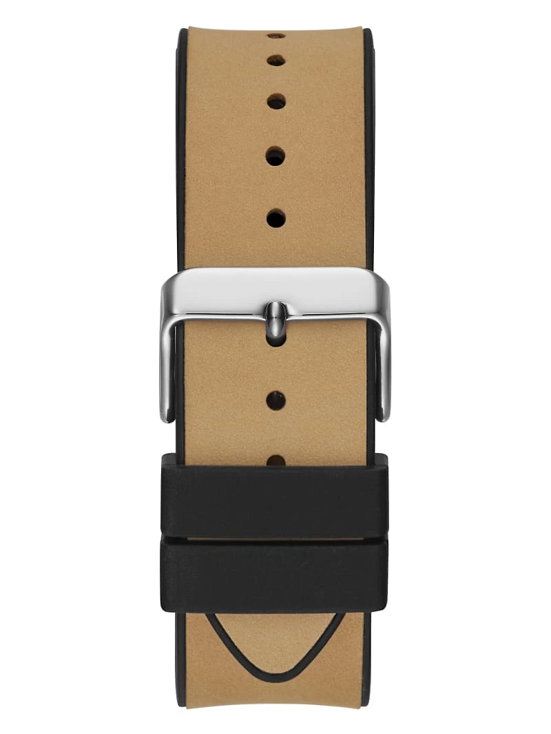 Silver-Tone and Black Multifunction Watch