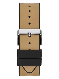 Silver-Tone and Black Multifunction Watch