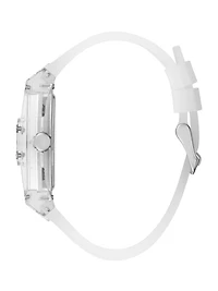 Transparent And Silver-Tone Multifunction Watch