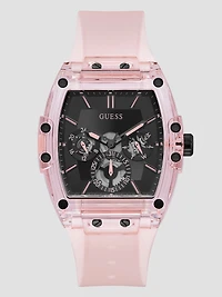 Pink Plastic and Silicone Multifunction Watch