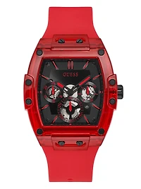 Red Plastic and Silicone Multifunction Watch