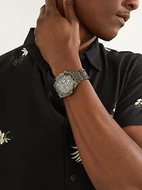 Dark Silver-Tone Multifunction Watch