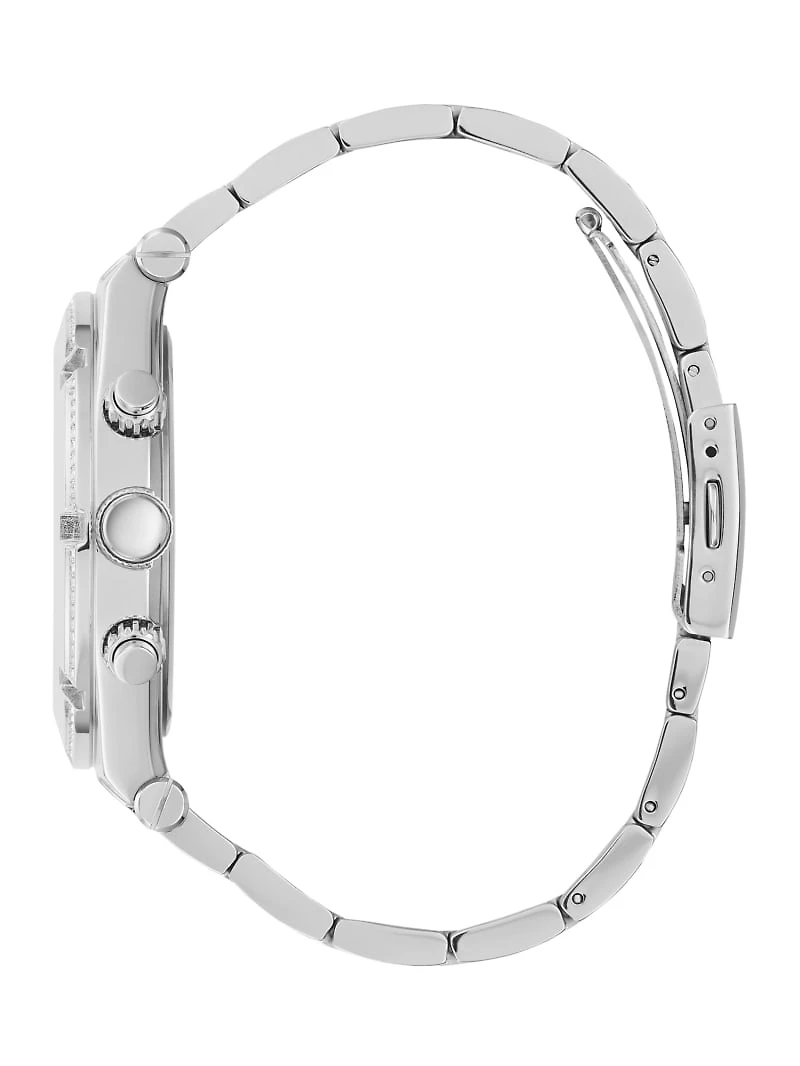 Silver-Tone Crystal Multifunction Watch