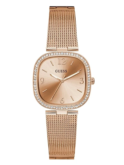 Rose Gold-Tone Mesh Analog Watch