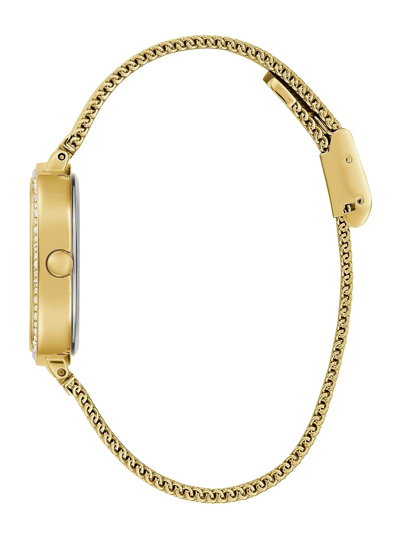 Gold-Tone and Green Mesh Analog Watch