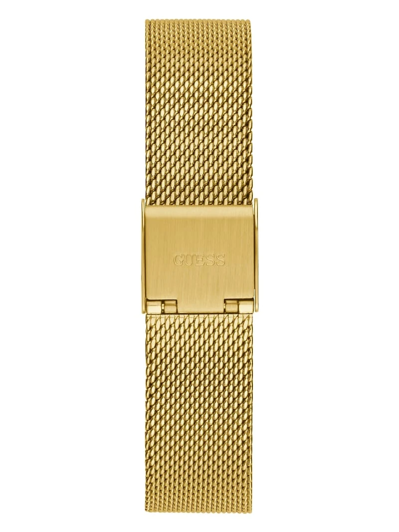 Gold-Tone and Green Mesh Analog Watch