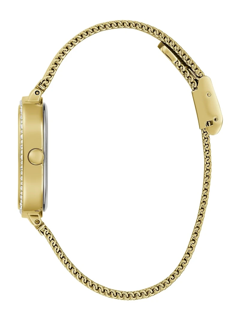 Gold-Tone Rounded Crystal Analog Watch