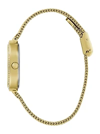 Gold-Tone Rounded Crystal Analog Watch