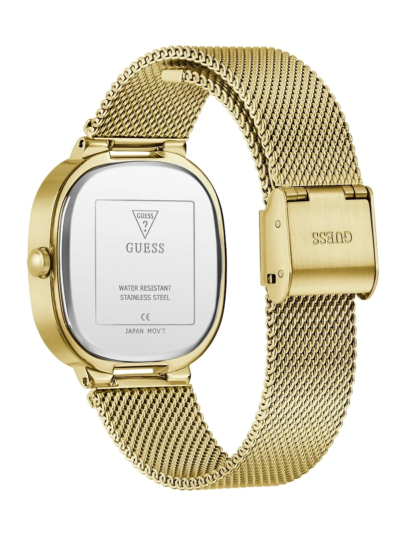 Gold-Tone Rounded Crystal Analog Watch