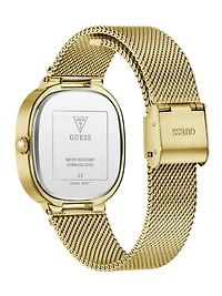 Gold-Tone Rounded Crystal Analog Watch