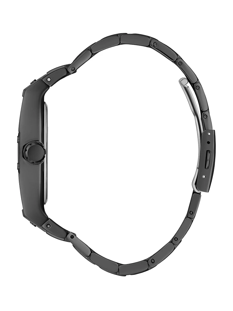 Black Metal Diamond Analog Watch