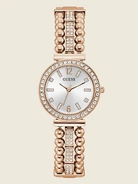 Rose Gold-Tone and Rhinestone Analog Watch
