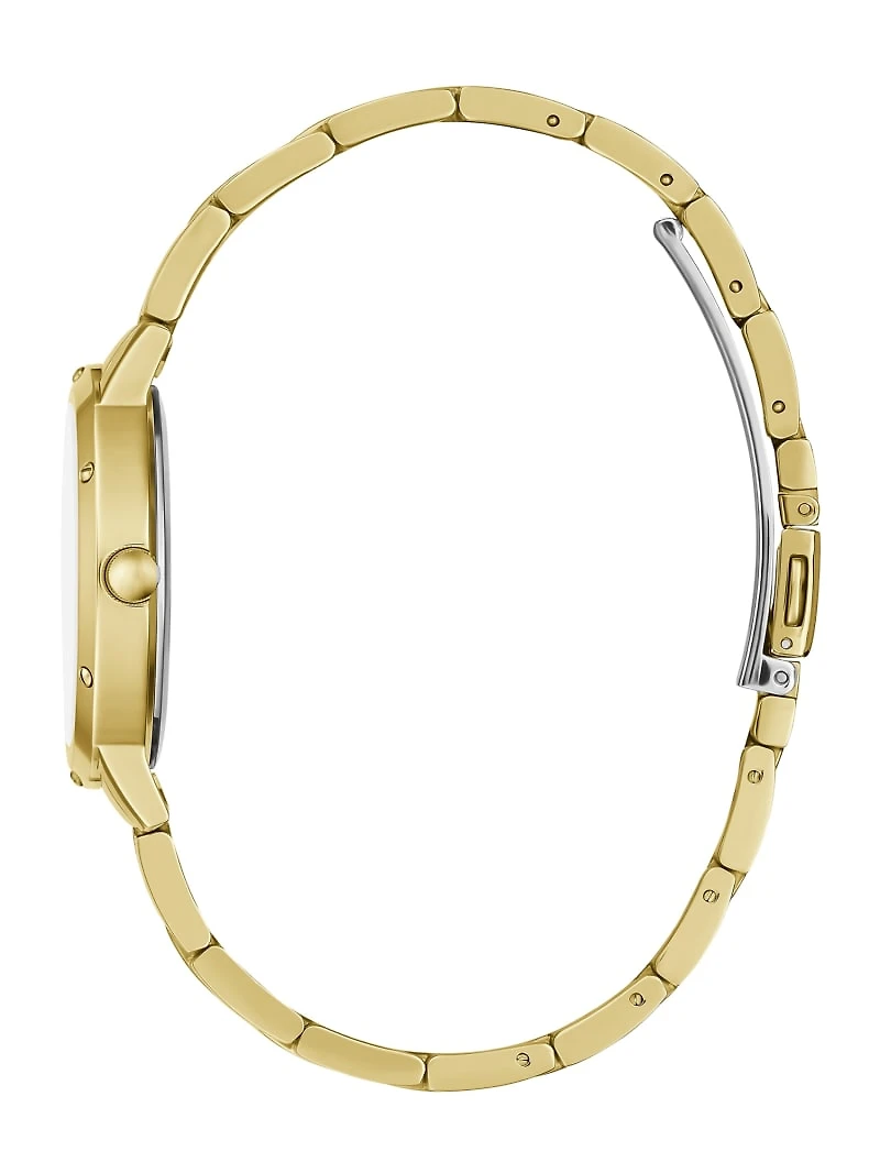Gold-Tone and Navy Round Analog Watch